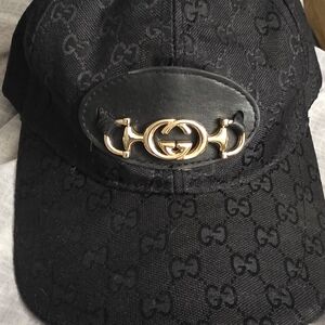 Gucci Black Hat with Gold Horsebit Logo